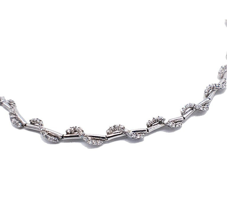 14kt Diamond Choker Omega Necklace 4.00 Carat White Gold