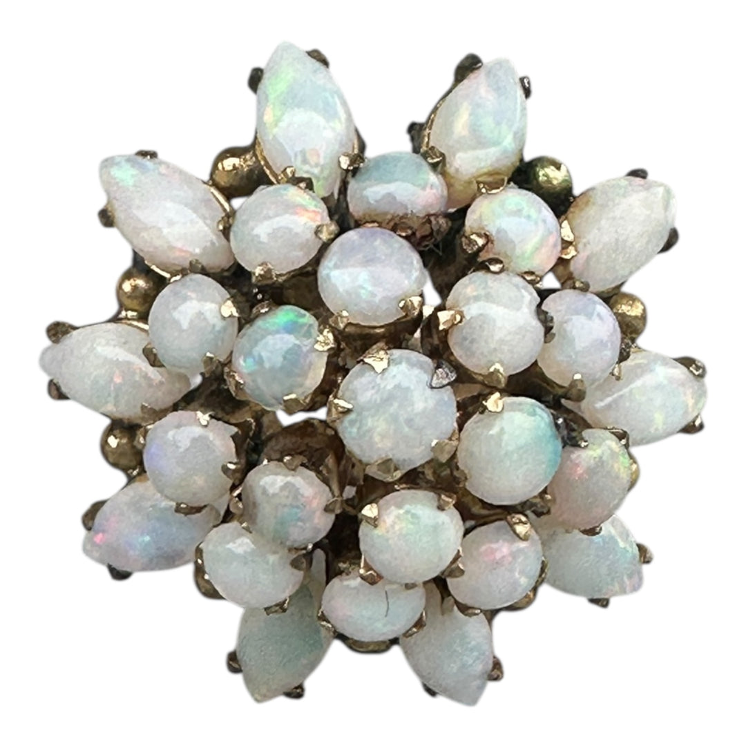 18 karat rose gold fire, opal cluster ring 24 mm
