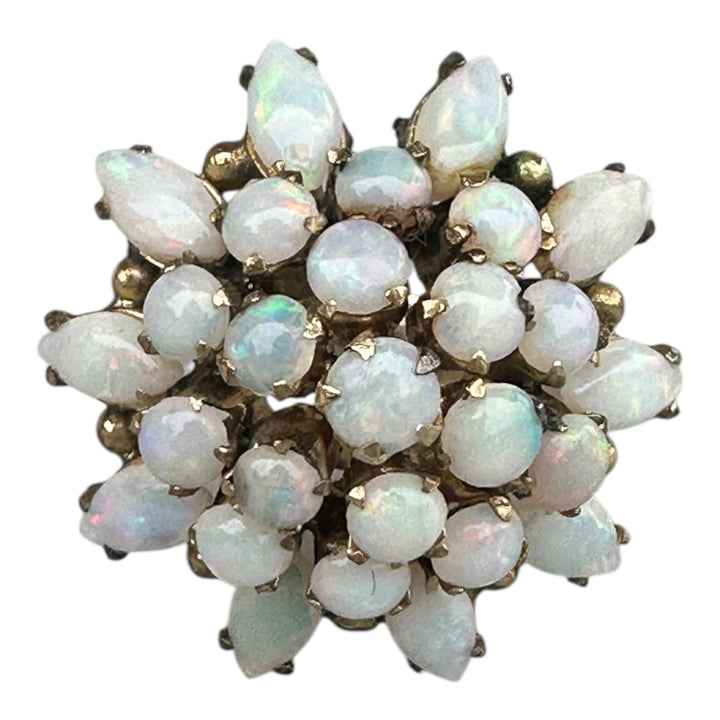 18 karat rose gold fire, opal cluster ring 24 mm