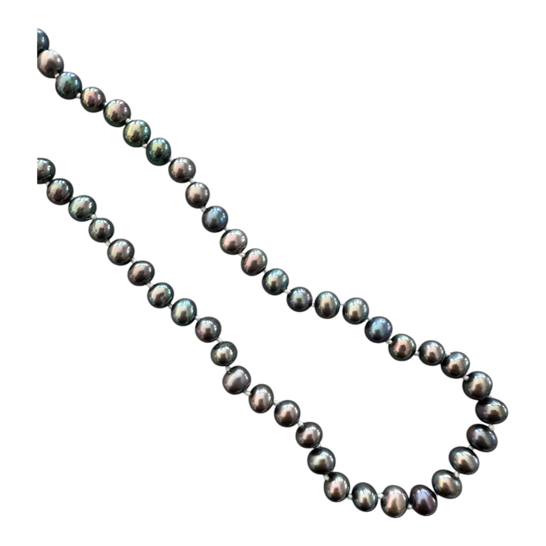 14kt 5.5mm Tahitian Cultured Pearls Blue/Purple 22” Strand Necklace