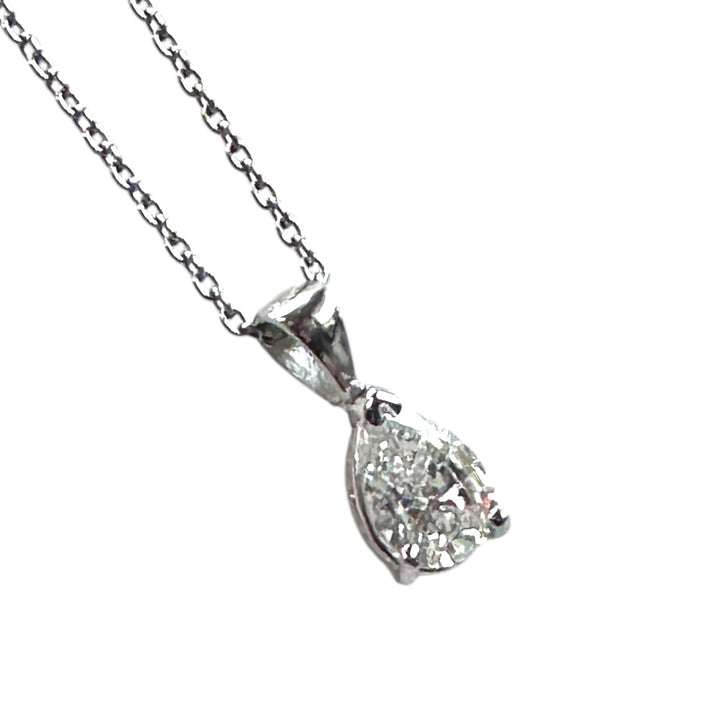 14Kt. Natural .85ct Pear Diamond Certified SI2-H Pendant & Chain