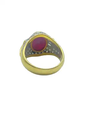 18Kt 4.50 Ct Blood Red Ruby & 1.60 Ct Diamond Solitaire Ring