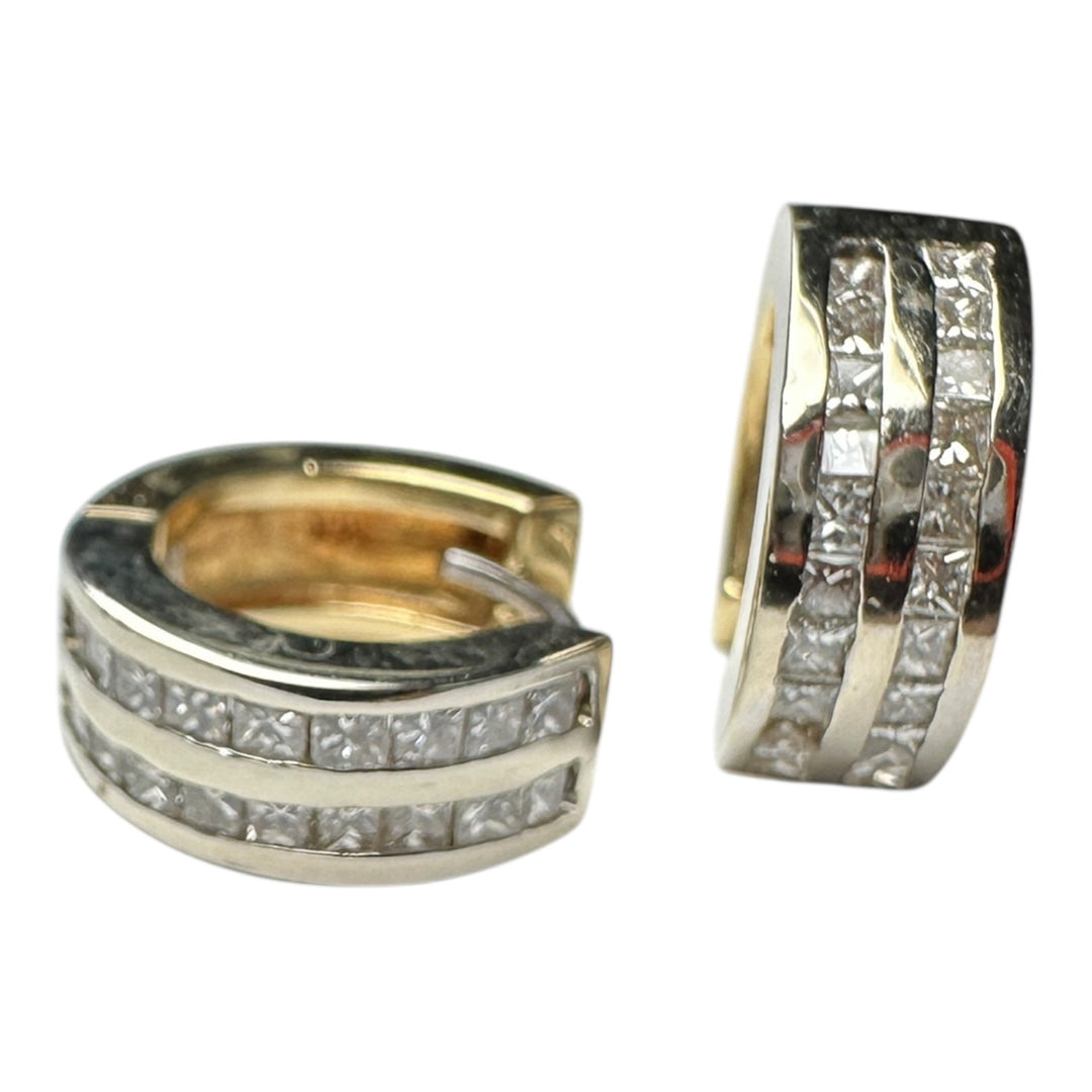 1 carat princess huggie Diamond earrings 14 karat gold