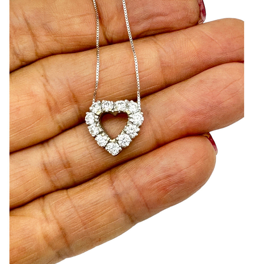 1.75 ct 18K white gold Diamond Heart Pendant & Chain VS-F/G