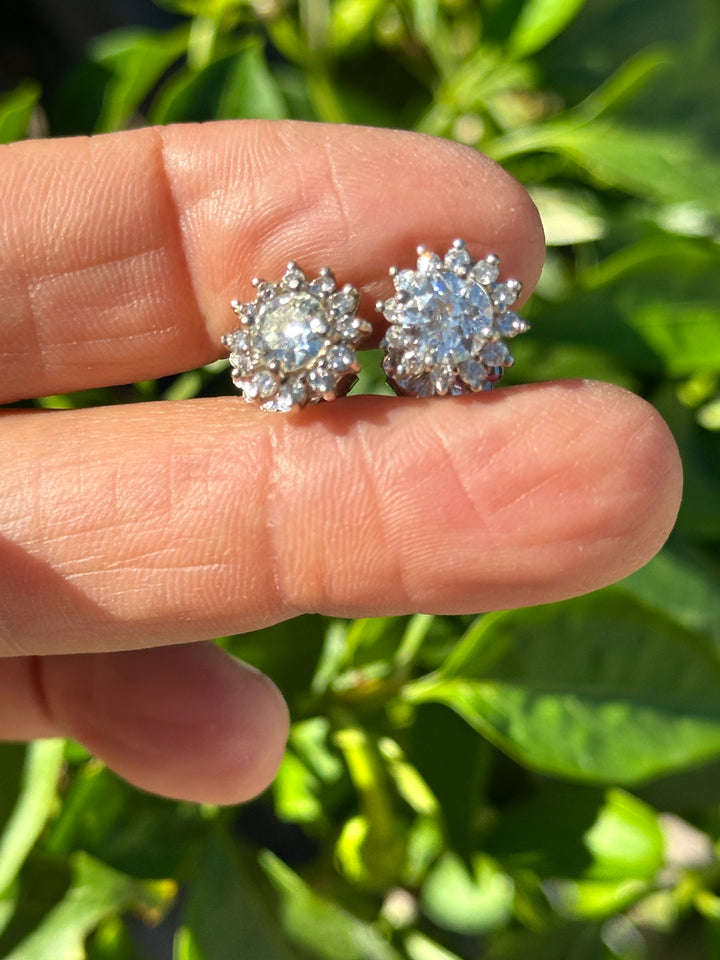 14 karat halo, 2.50 carat diamond stud earrings