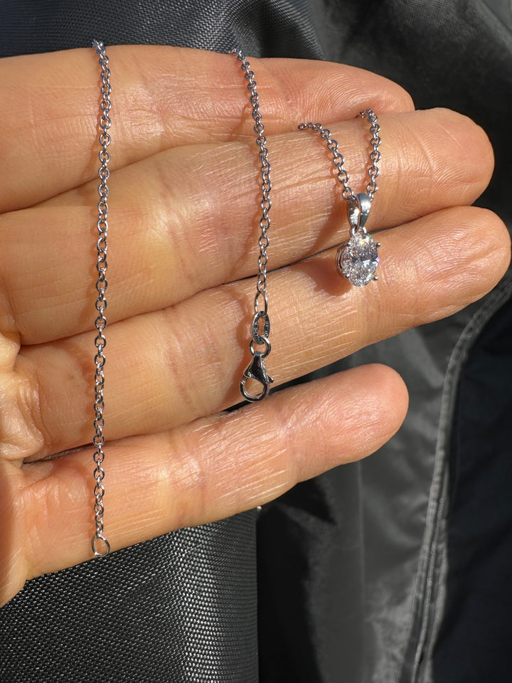 14karat .74 ct Certified Diamond Pendant and White Gold Chain