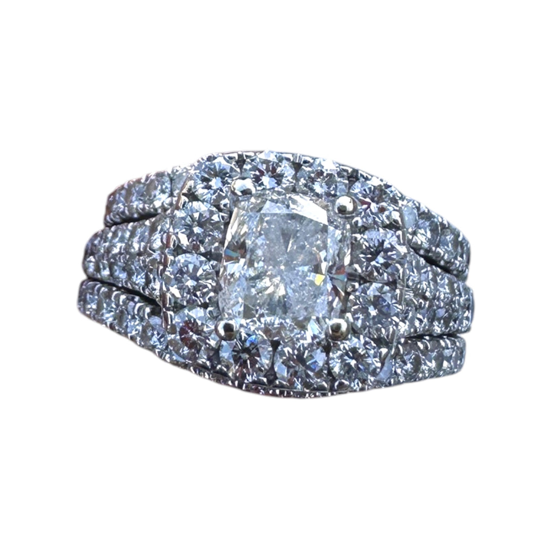 Neil Lane, 2/1/6 carat t.w. 3-Band Cushion Cut Engagement Ring
