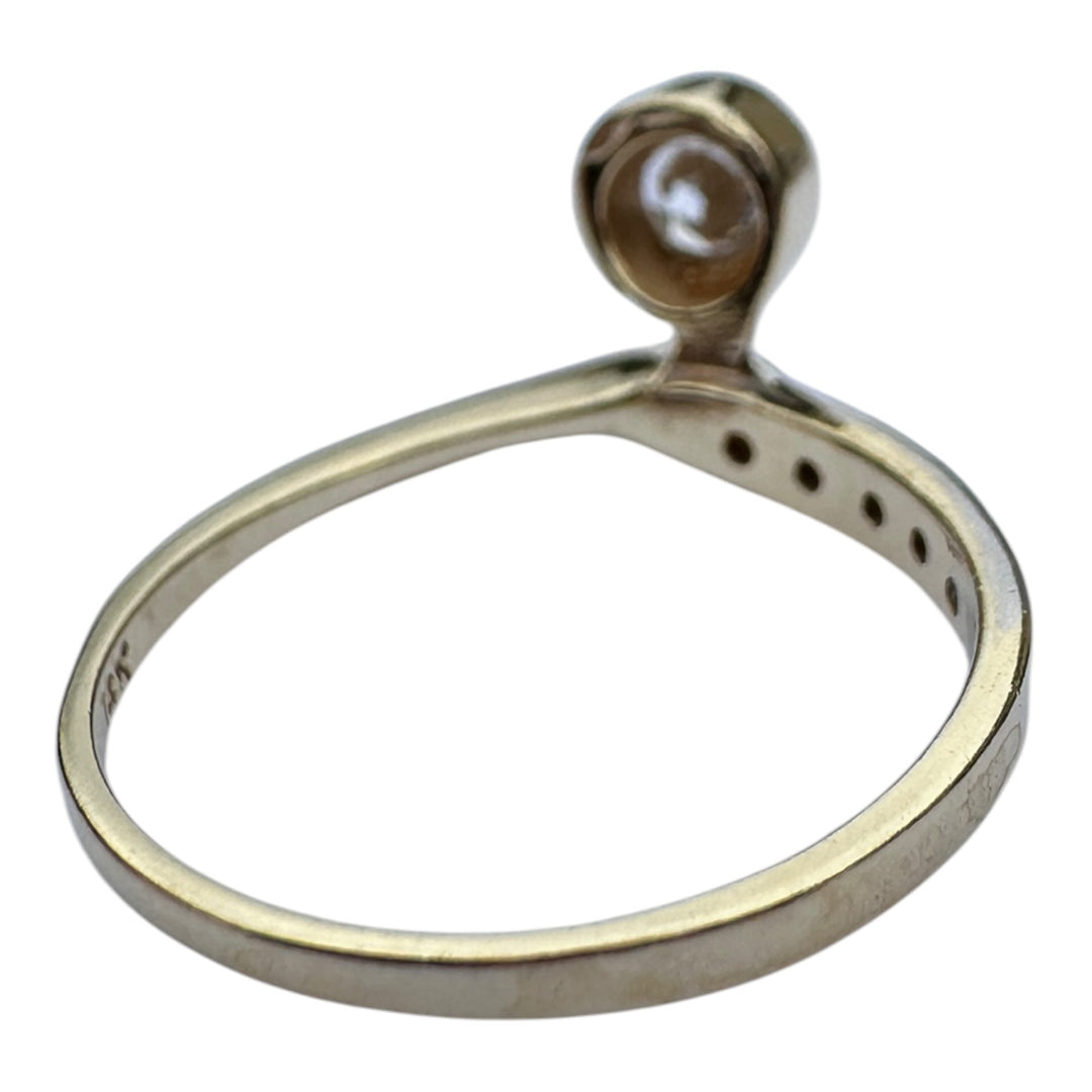 Modern 14K Two-Tone Gold .40ct Brilliant Cut Diamond Bypass Solitaire Ring VS