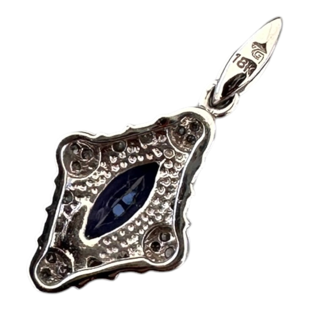 14kt Marquise Tanzanite and Diamond Cluster Pendant