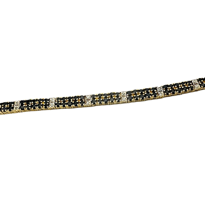 Black Sapphire Diamond Pave Bracelet Sterling Gold Electroplate