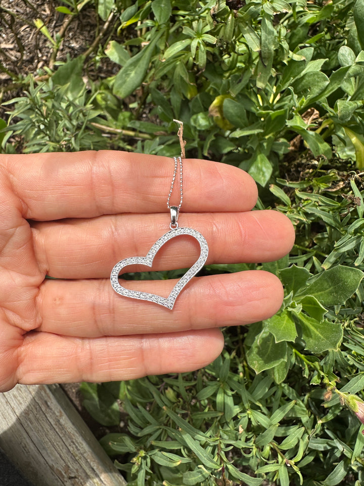 14kt Artistic 1/3ct Diamond Heart 1” Pendant white gold