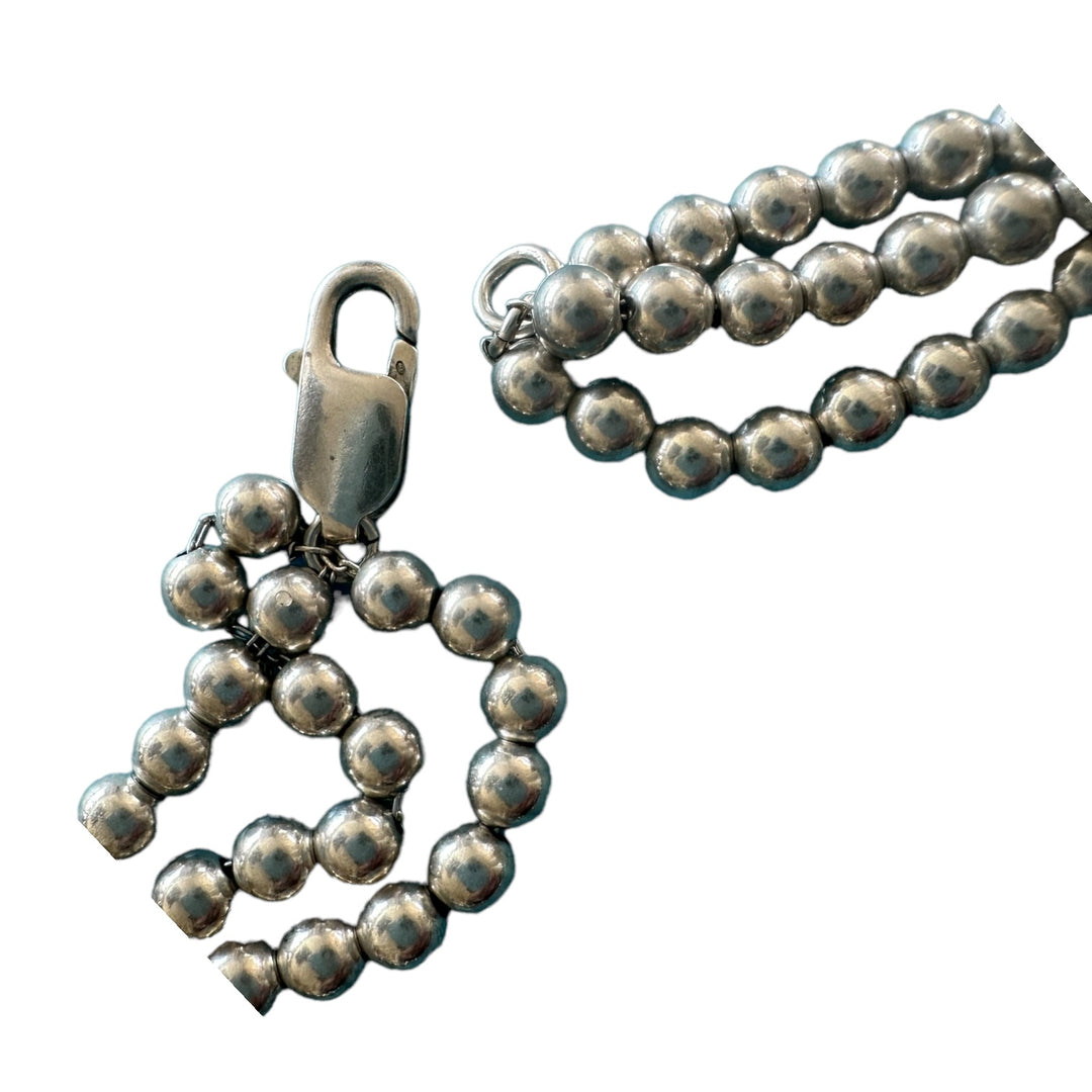 Sterling Silver, 14kt Triple Bead Necklace, 53.17 grams