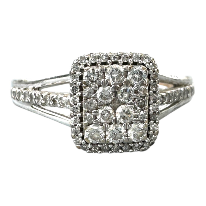 14kt 1.00 Carat Diamond Halo Ring White Gold