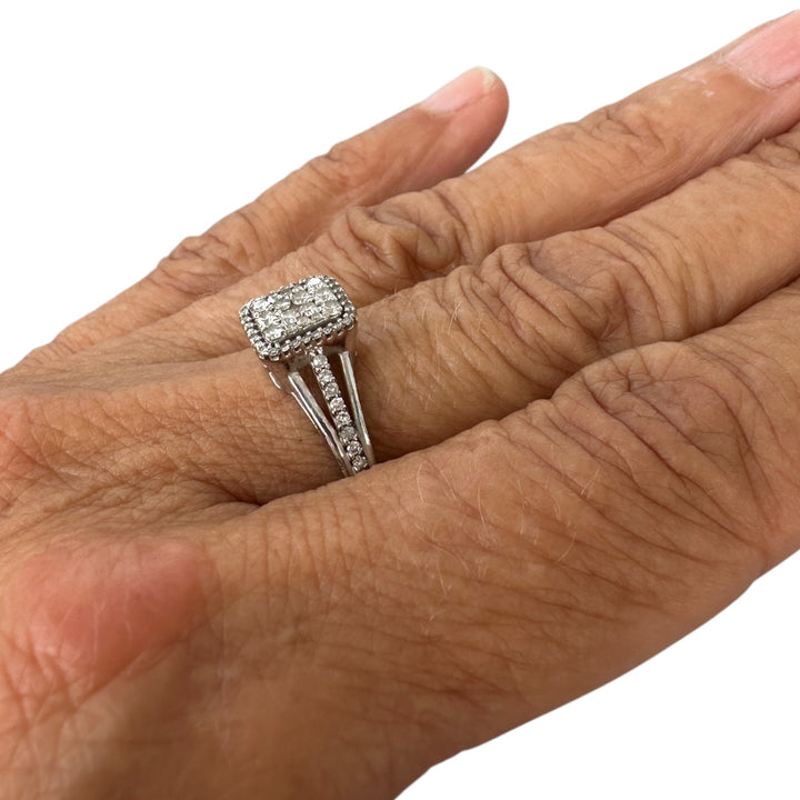 14kt 1.00 Carat Diamond Halo Ring White Gold