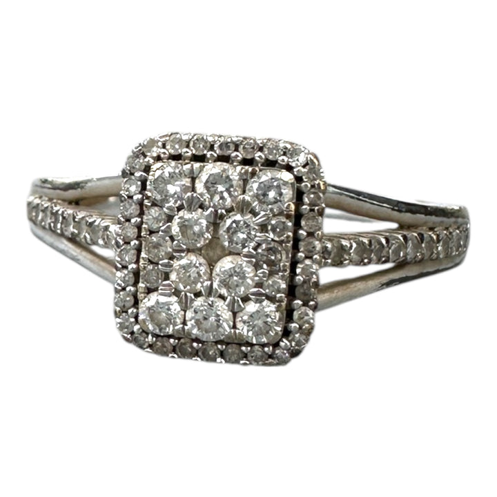 14kt 1.00 Carat Diamond Halo Ring White Gold