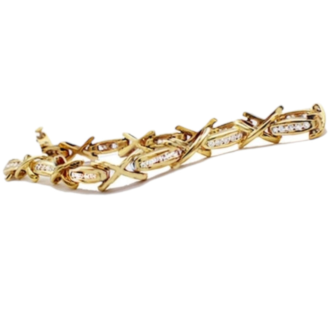 Designer Gold 18Kt, VS 1.00 ct Diamond Link X-Channel Tennis Bracelet
