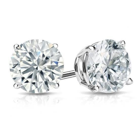 Classic .70 Carat Diamond 14 Karat White, Natural Stud Earrings