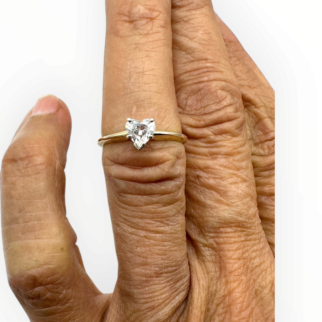 Classic 0.55 Carat Heart-Shaped Diamond Solitaire Ring in 14K Gold