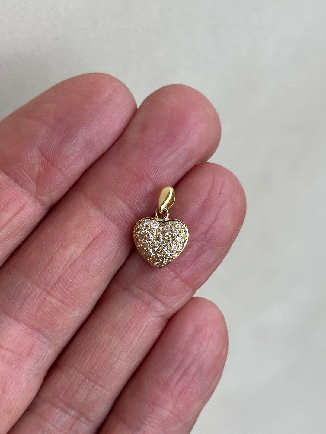 18 karat Diamond Heart, Puff-Style Pendant 1" Length