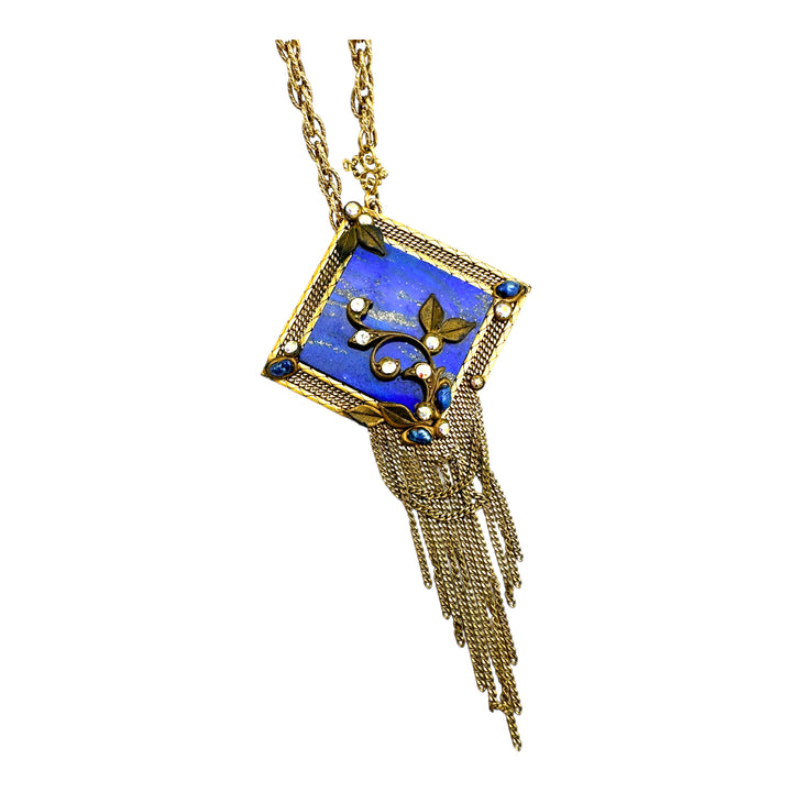 Marena Vintage Lapis Lazuli Dangling, Gold Mesh, Pendent-Pin Germany