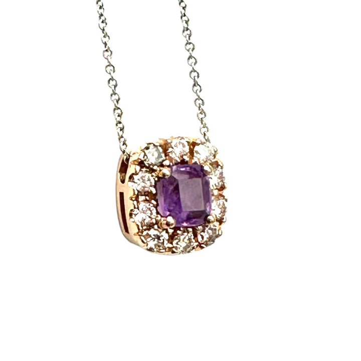 1.54ct Unheated Pink Sapphire Diamond Halo Pendant, GIA Certified