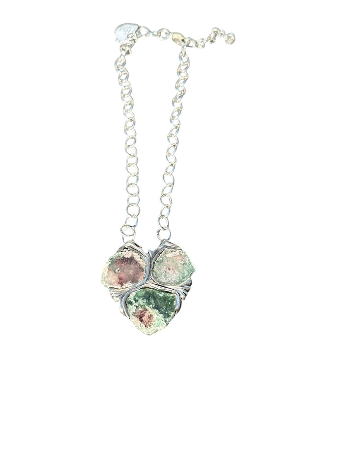 Watermelon Tourmaline Necklace Rainbow Colors Sterling Silver