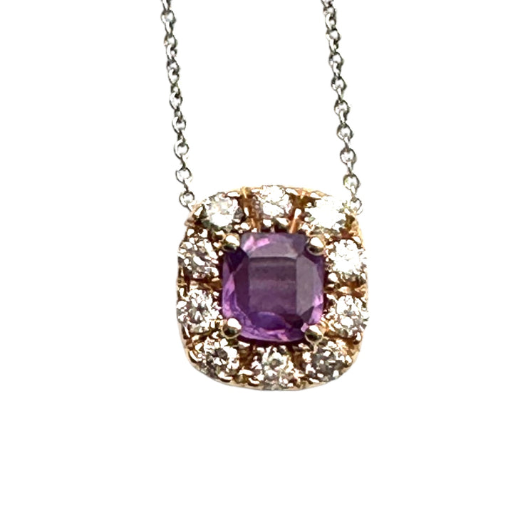 1.54ct Unheated Pink Sapphire Diamond Halo Pendant, GIA Certified