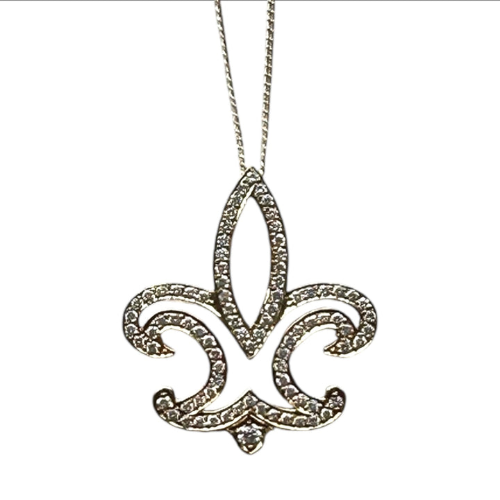 Fleur De Lis Diamond Pendant and Chain 18kt Yellow Gold .50 Carat Total