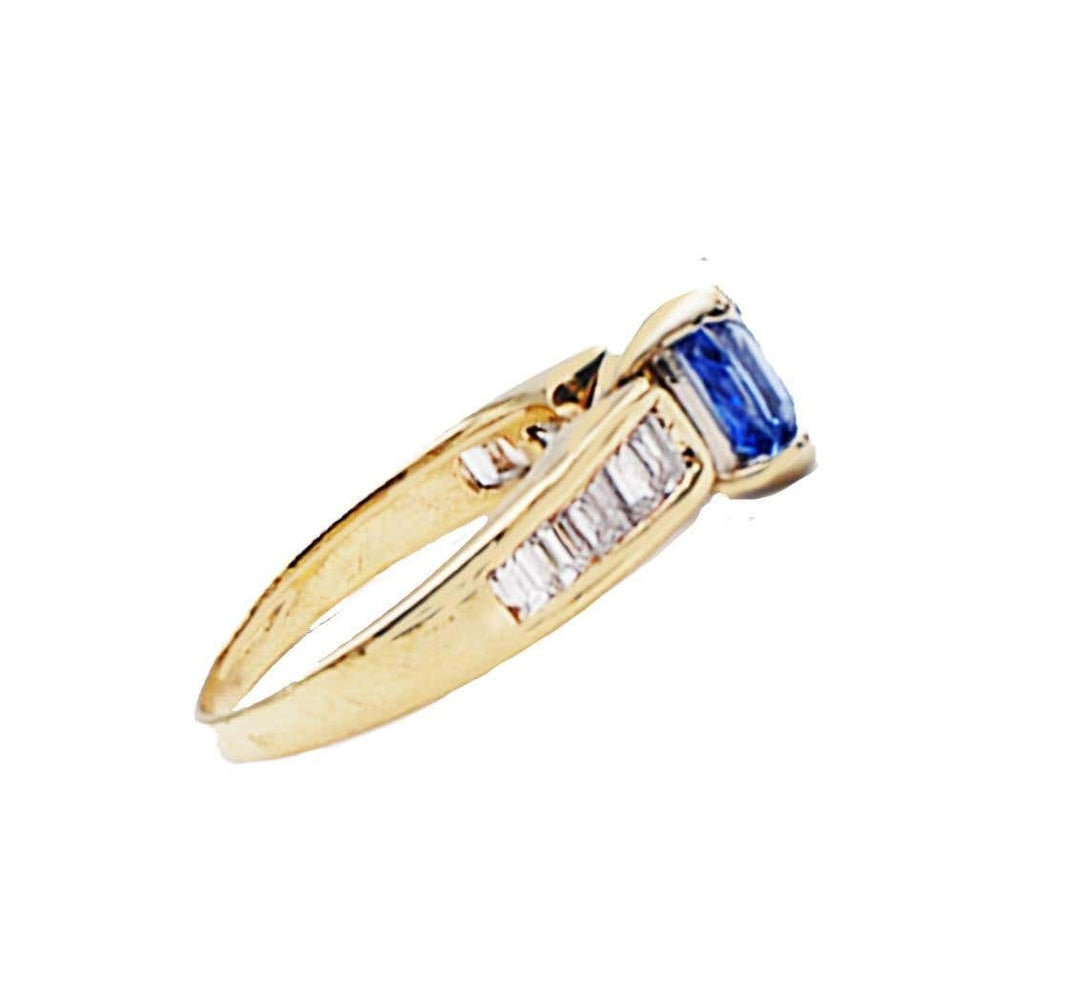 14k Tanzanite and Baguette Diamond Ring 1.40 Carat Total Weight