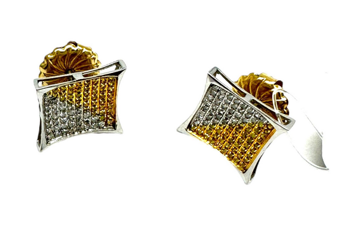 14kt White Gold Yellow and White Diamond Pave Earrings .50 Carat