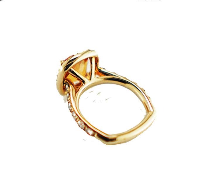 Halo Citrine .95ct Diamond Yellow Gold Ring 14kt