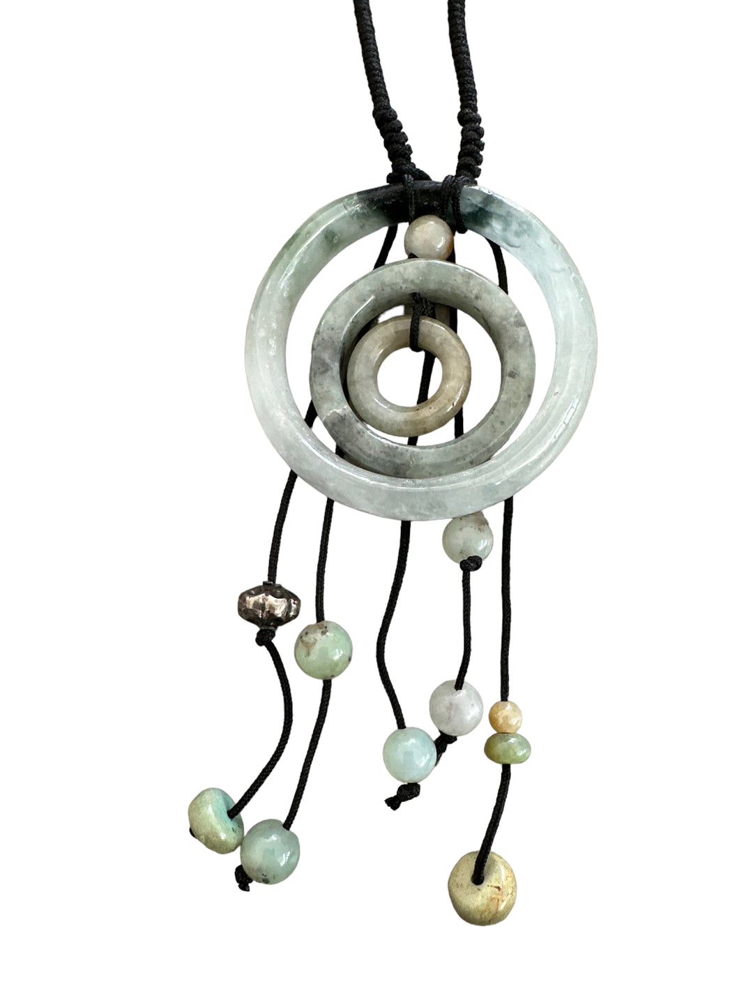 34" Jade Triple Circle-Disc Bead Necklace on Cord