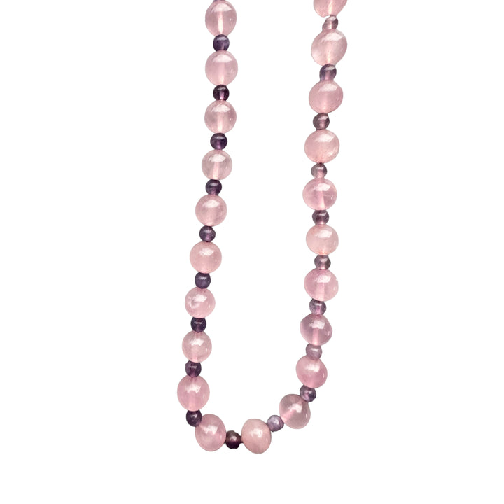 24" Rose Quartz & Amethyst Bead Necklace