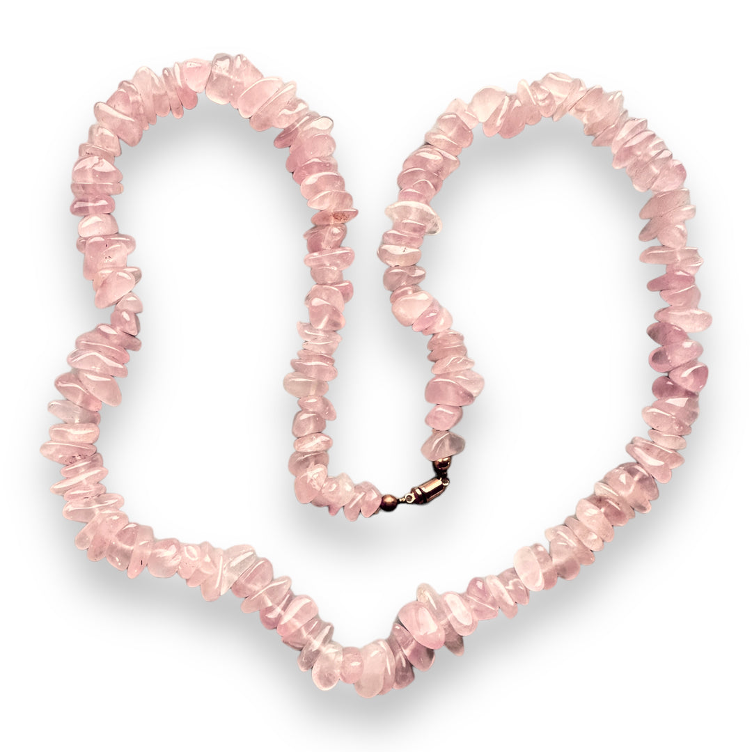 24" Organic Pink Quartz Beaded Necklace