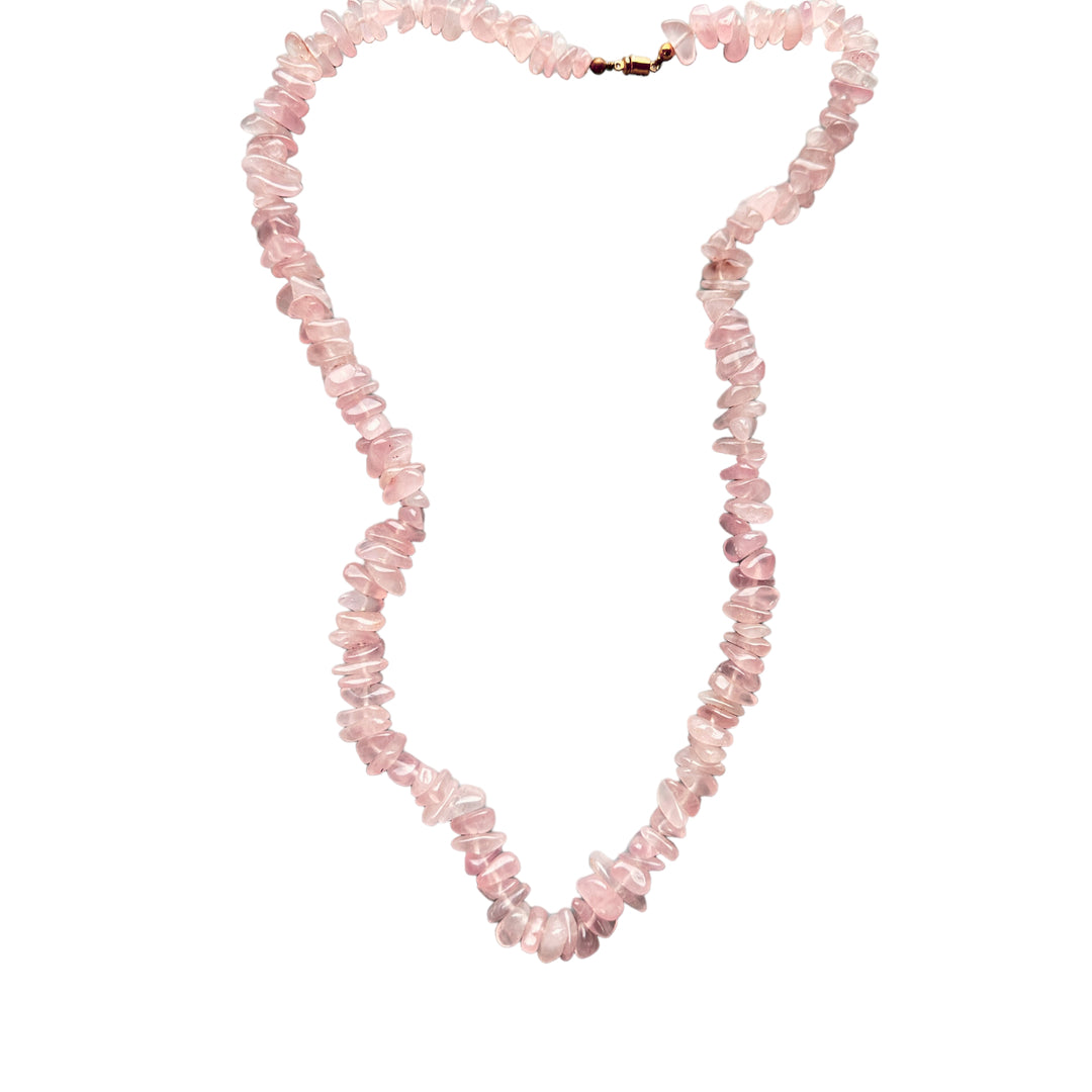 24" Organic Pink Quartz Beaded Necklace