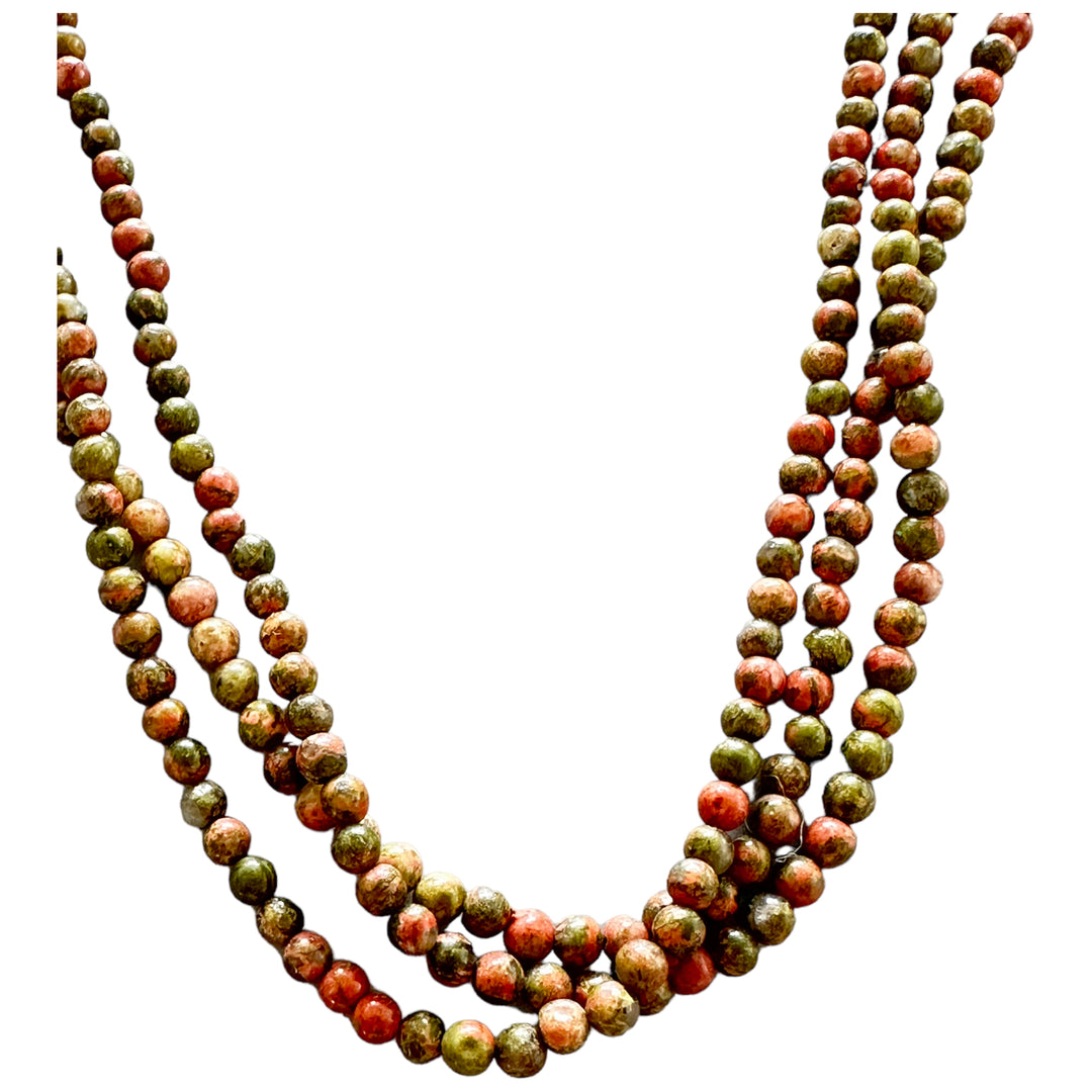36" Multi Bead Autumn Colored Jasper Stone Necklace