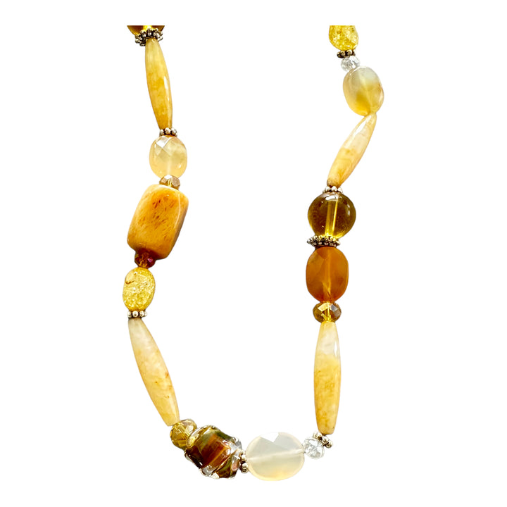 Orange Multi Gemstone Bead Necklace 24"