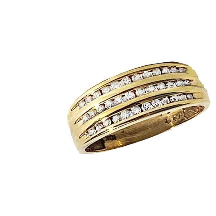 .36 Carat Channel Diamond Band Yellow Gold Wide Ring