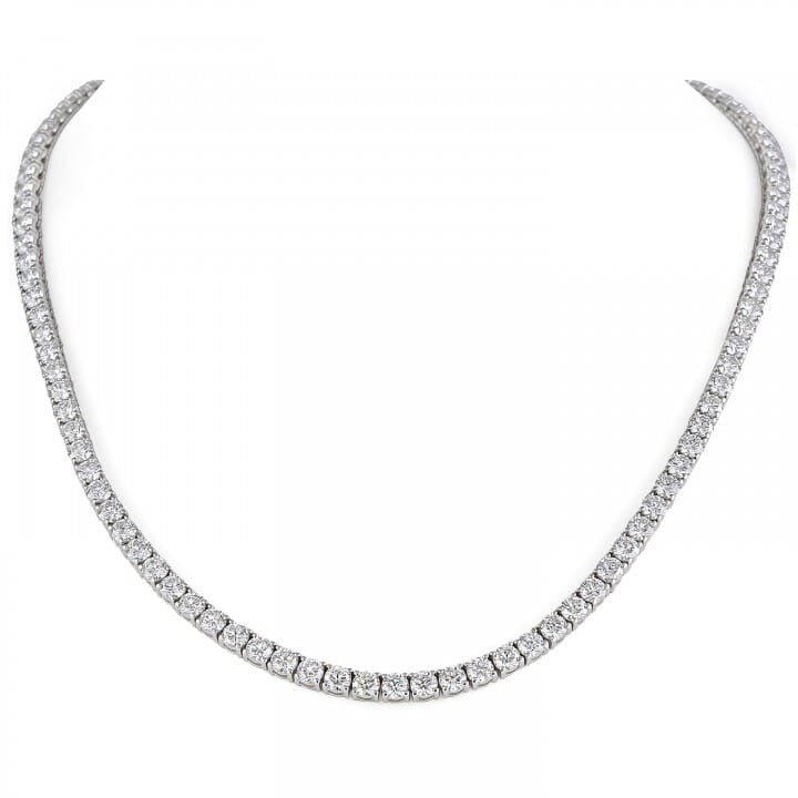 22.80 Carat Riviera Diamond Tennis Necklace 20" Length White Gold