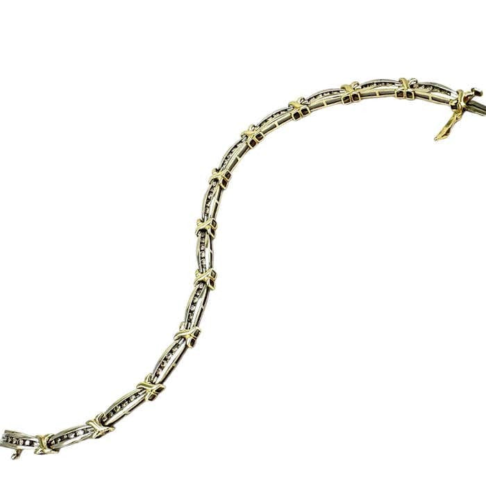 14K Two-Tone Gold Channel X Link 1.00 Carat Diamond Bracelet