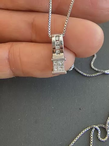 14Kt Princess Diamond Pendant .60 Ct