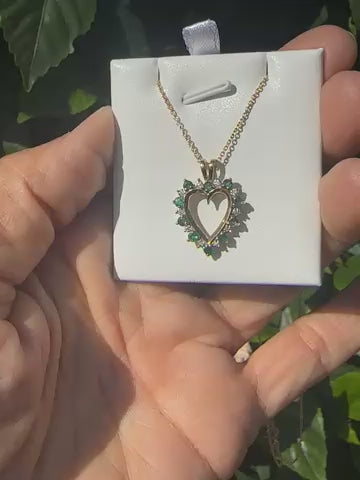 1.20 ctw Emerald and Diamond Heart Yellow Gold 10k