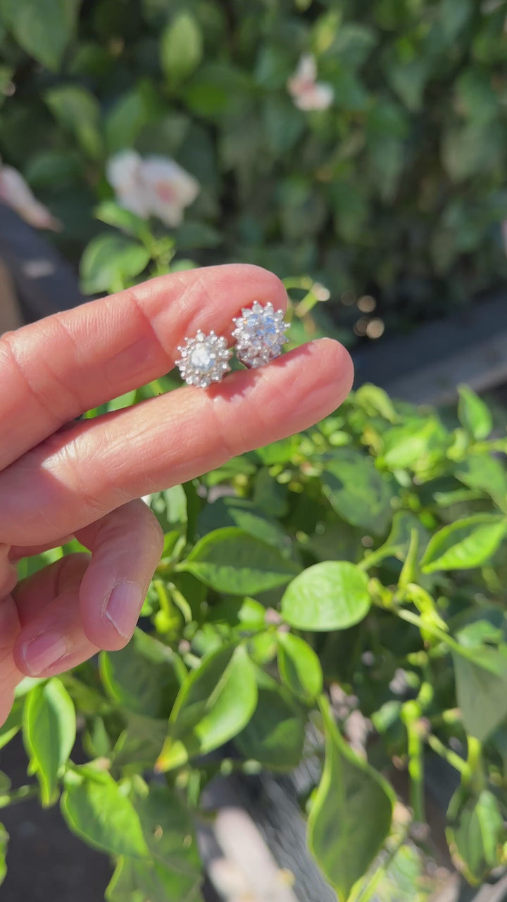 14 karat halo, 2.50 carat diamond stud earrings