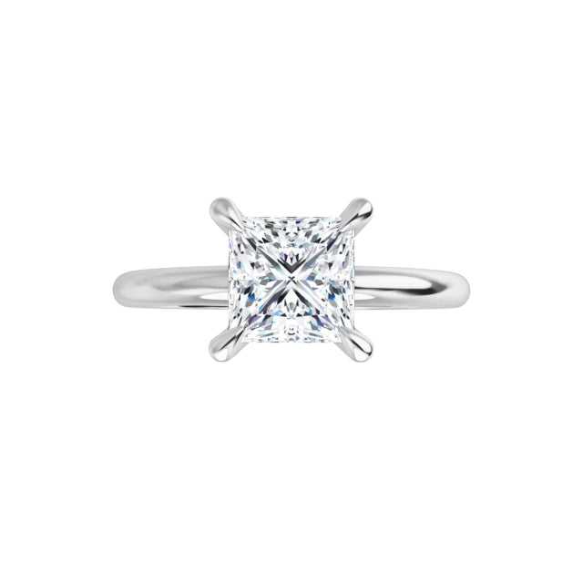 14K Engagement Diamond Ring GIA Certified .64 Carat Princess F Color