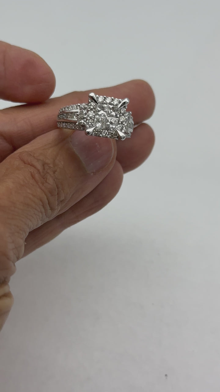 14 karat White Gold Invisible, 3.50 Carats Diamond Ring Superior Quality