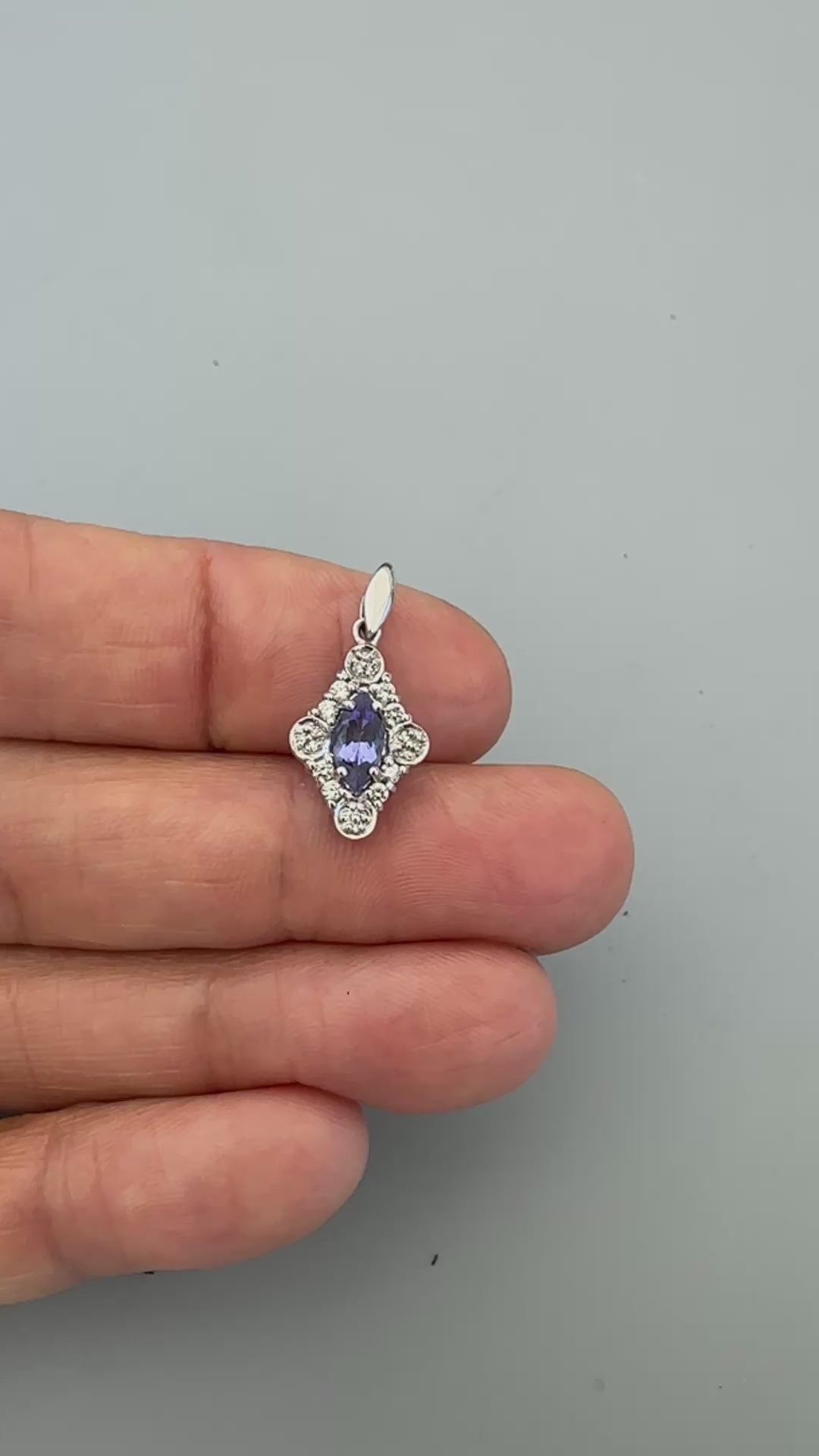14kt Marquise Tanzanite and Diamond Cluster Pendant