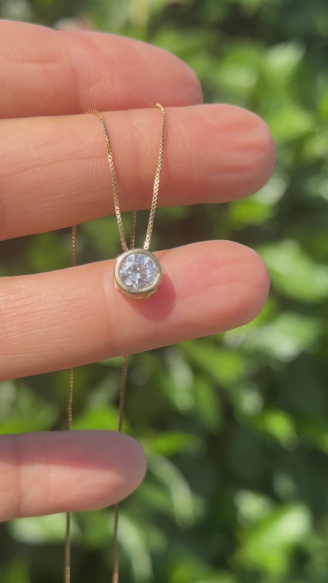 Brilliant .98 Carat Round Natural Diamond Pendant 14Kt Bezel Set SI1-H