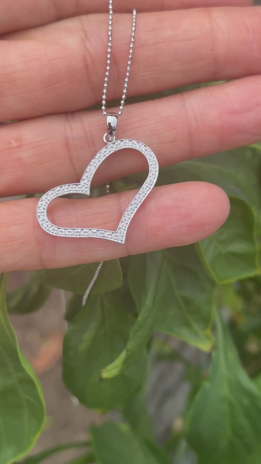 14kt Artistic 1/3ct Diamond Heart 1” Pendant white gold