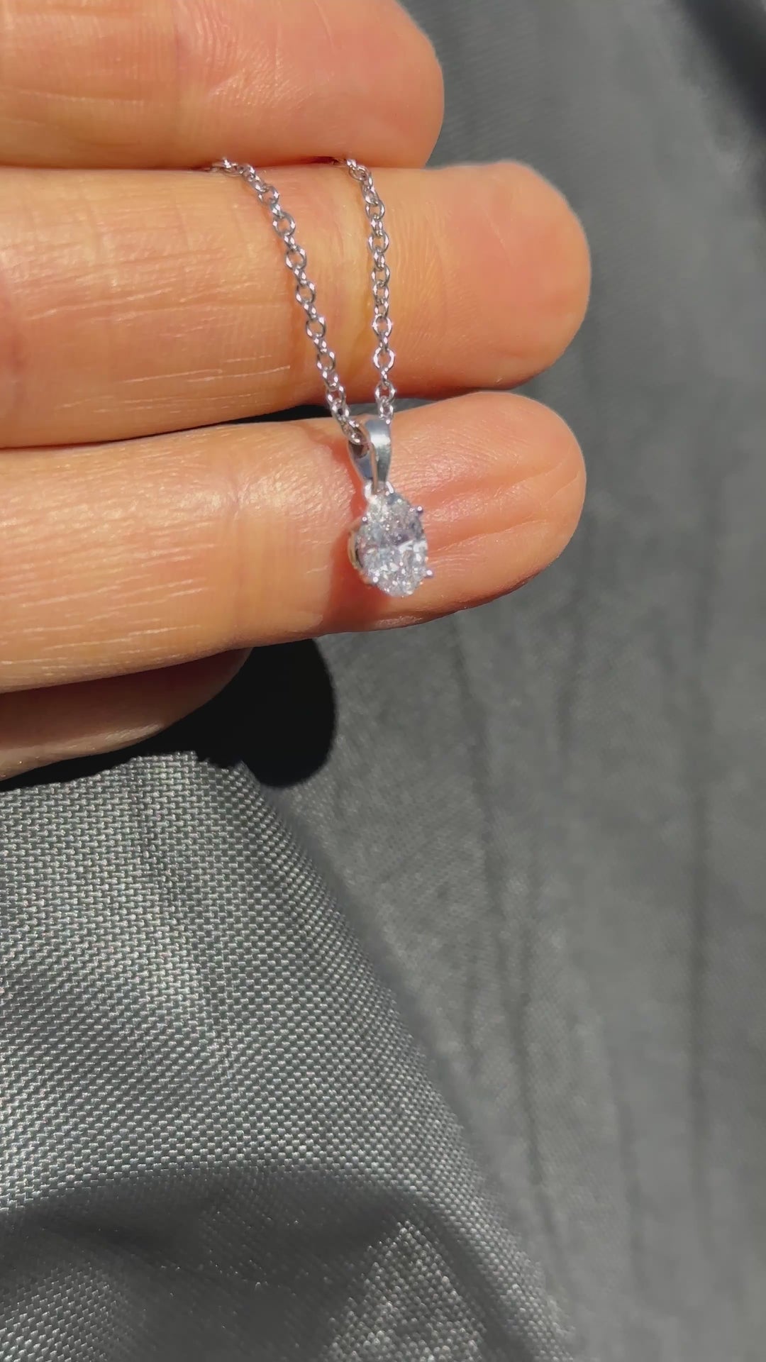 14karat .74 ct Certified Diamond Pendant and White Gold Chain