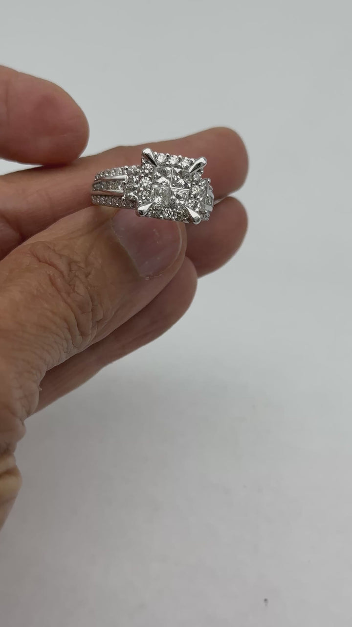 14 karat White Gold Invisible, 3.50 Carats Diamond Ring Superior Quality